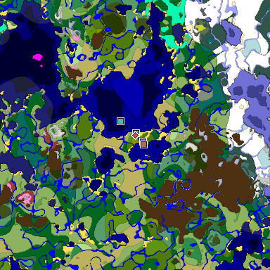 Predicted biome map of Java 26.3 seed 6560113224345706088 around estimated spawn