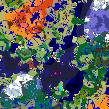 Predicted biome map of Java 26.3 seed -6222754650132114171 around estimated spawn