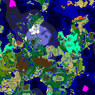 Predicted biome map of Java 26.3 seed 2295034059619772260 around estimated spawn