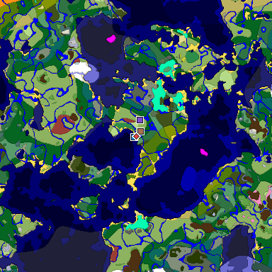 Predicted biome map of Java 26.3 seed -447409725014406517 around estimated spawn