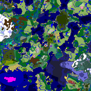 Predicted biome map of Java 26.3 seed -4852821217346026891 around estimated spawn