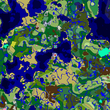 Predicted biome map of Java 26.3 seed -4372991736490602334 around estimated spawn