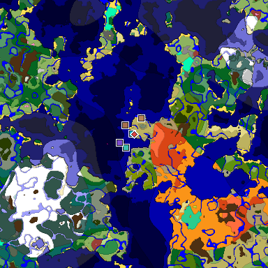 Predicted biome map of Java 26.3 seed -5985539239202632661 around estimated spawn