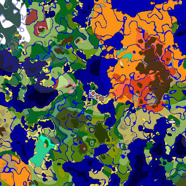 Predicted biome map of Java 26.3 seed 6230893775869460397 around estimated spawn