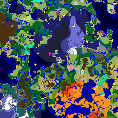 Predicted biome map of Java 26.3 seed 2915173997539467540 around estimated spawn