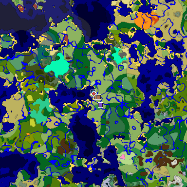 Predicted biome map of Java 26.3 seed -9162634438617660573 around estimated spawn