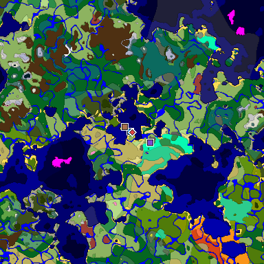 Predicted biome map of Java 26.3 seed -6167305393240532935 around estimated spawn