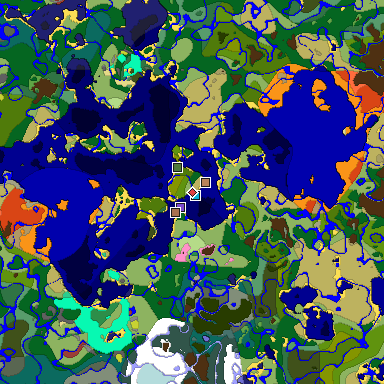 Predicted biome map of Java 26.3 seed 2940308050883544281 around estimated spawn