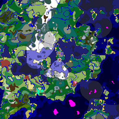 Predicted biome map of Java 26.3 seed 4435642330533001041 around estimated spawn