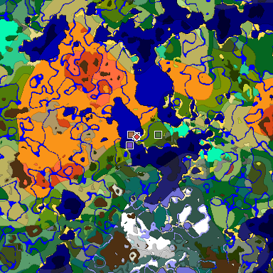 Predicted biome map of Java 26.3 seed -7012924574660429479 around estimated spawn