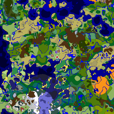 Predicted biome map of Java 26.3 seed -6854916612886133586 around estimated spawn