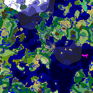 Predicted biome map of Java 26.3 seed 8207565578819644010 around estimated spawn