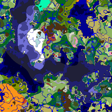 Predicted biome map of Java 26.3 seed 4466351075946238027 around estimated spawn