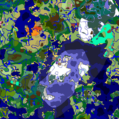 Predicted biome map of Java 26.3 seed 9080328455885588026 around estimated spawn