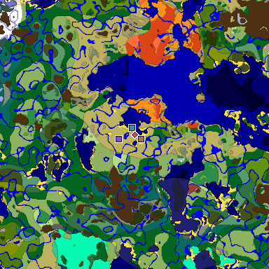 Predicted biome map of Java 26.3 seed 8571227581797925042 around estimated spawn