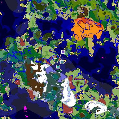 Predicted biome map of Java 26.3 seed 1111098637626870106 around estimated spawn