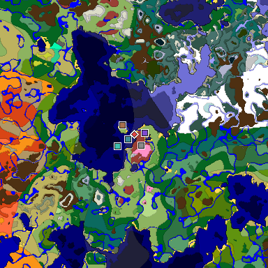 Predicted biome map of Java 26.3 seed -4934571482431988247 around estimated spawn