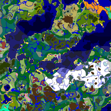 Predicted biome map of Java 26.3 seed 2857727152712953408 around estimated spawn