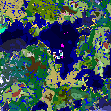 Predicted biome map of Java 26.3 seed -8403534574352288225 around estimated spawn