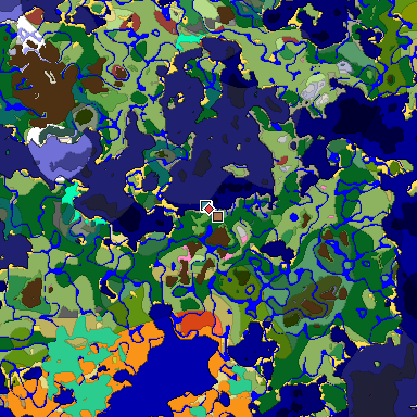 Predicted biome map of Java 26.3 seed 7505697138741522735 around estimated spawn