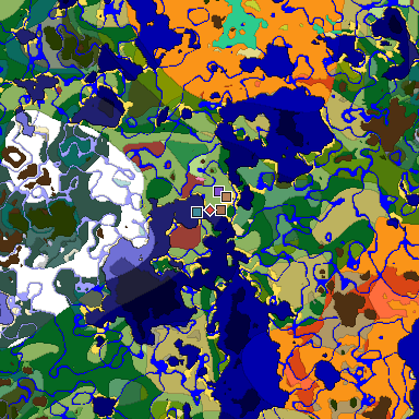 Predicted biome map of Java 26.3 seed -4006234762154227347 around estimated spawn