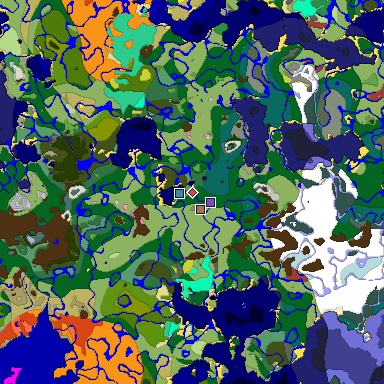 Predicted biome map of Java 26.3 seed 3718853470005944641 around estimated spawn