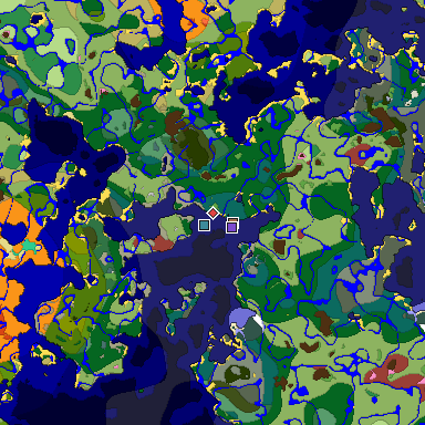 Predicted biome map of Java 26.3 seed 471023585589933790 around estimated spawn