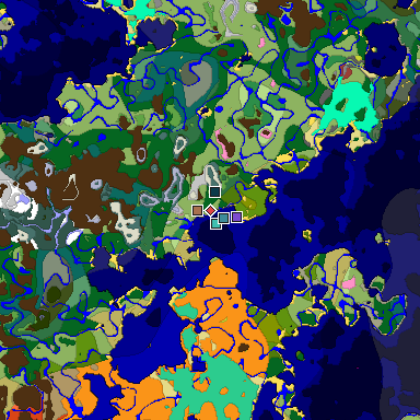 Predicted biome map of Java 26.3 seed 348519670177109630 around estimated spawn