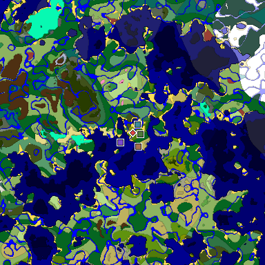 Predicted biome map of Java 26.3 seed -689429571278647422 around estimated spawn