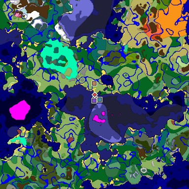 Predicted biome map of Java 26.3 seed 2841254815698004651 around estimated spawn