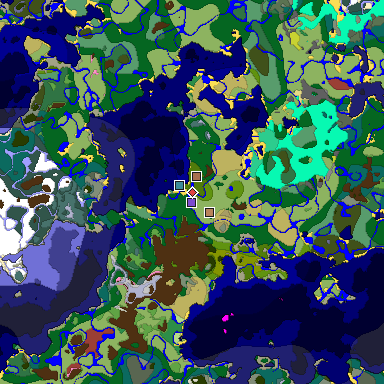 Predicted biome map of Java 26.3 seed -8890275838425925079 around estimated spawn