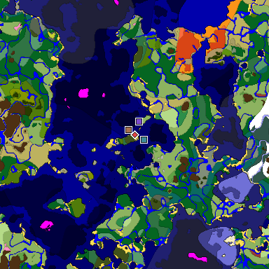 Predicted biome map of Java 26.3 seed -2196222382060746912 around estimated spawn