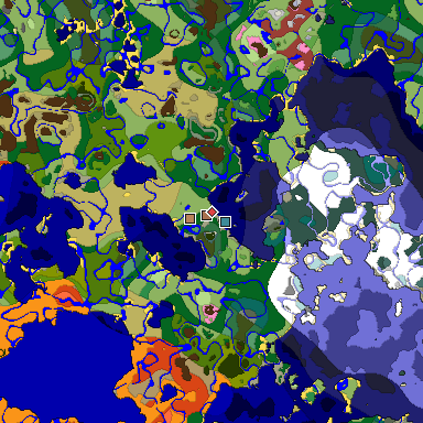 Predicted biome map of Java 26.3 seed 5404446663053942729 around estimated spawn