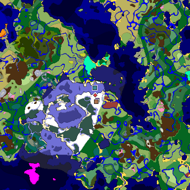 Predicted biome map of Java 26.3 seed 8517457688762422183 around estimated spawn