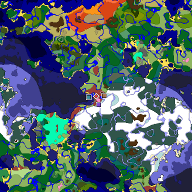 Predicted biome map of Java 26.3 seed 2071277653306903891 around estimated spawn