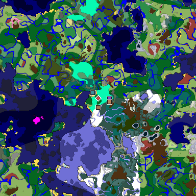 Predicted biome map of Java 26.3 seed -4576477620294972197 around estimated spawn
