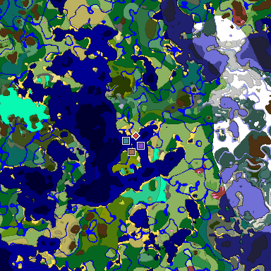 Predicted biome map of Java 26.3 seed 6042791574872372384 around estimated spawn
