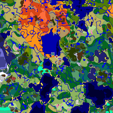 Predicted biome map of Java 26.3 seed -2406987468033905512 around estimated spawn