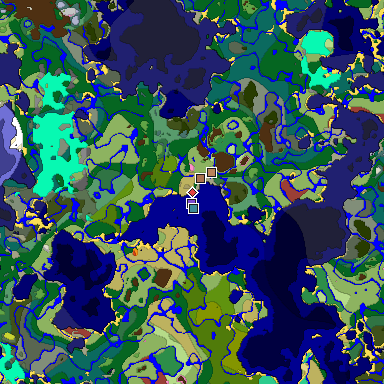 Predicted biome map of Java 26.3 seed 3050911949906720923 around estimated spawn