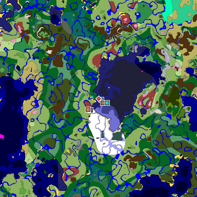 Predicted biome map of Java 26.3 seed -6729057965973353336 around estimated spawn