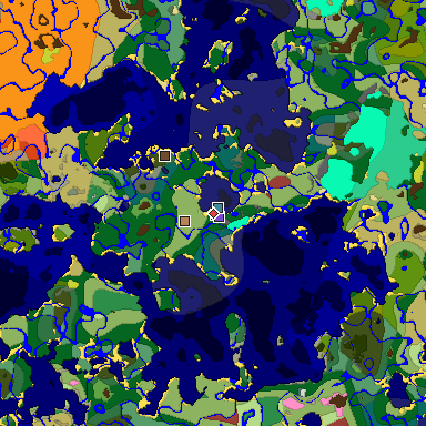 Predicted biome map of Java 26.3 seed -7258320324537712452 around estimated spawn
