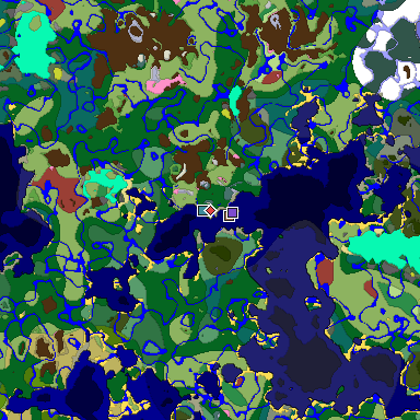 Predicted biome map of Java 26.3 seed 5700153610164621151 around estimated spawn