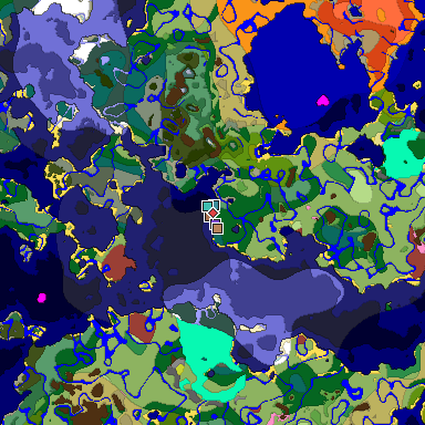 Predicted biome map of Java 26.3 seed -6700361128490695291 around estimated spawn