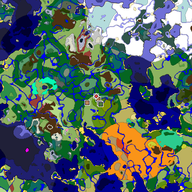 Predicted biome map of Java 26.3 seed -1895505986016845849 around estimated spawn