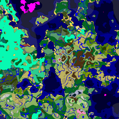 Predicted biome map of Java 26.3 seed -6941054699046765637 around estimated spawn
