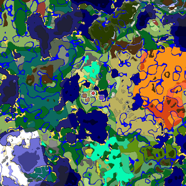 Predicted biome map of Java 26.3 seed -3545366270194091473 around estimated spawn