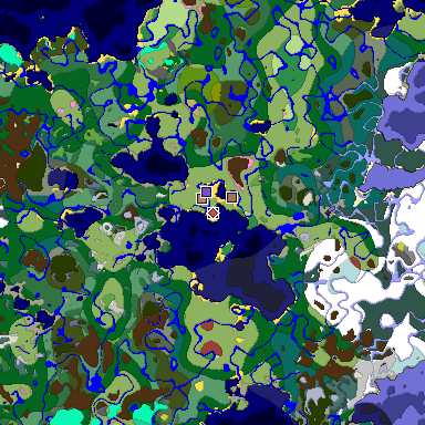 Predicted biome map of Java 26.3 seed -9192087463947848910 around estimated spawn