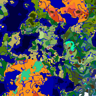 Predicted biome map of Java 26.3 seed 1964089041770453981 around estimated spawn