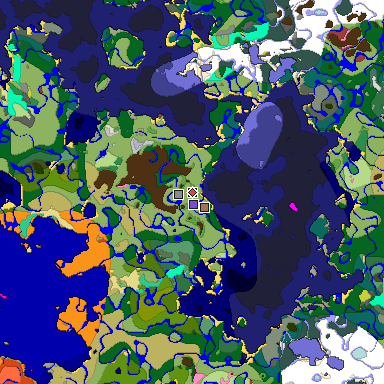 Predicted biome map of Java 26.3 seed 3513012922353629737 around estimated spawn