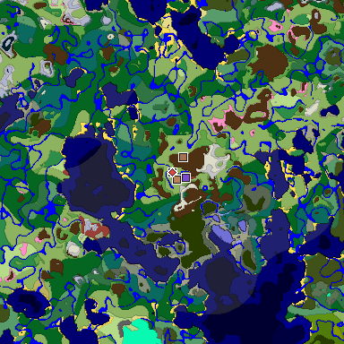 Predicted biome map of Java 26.3 seed -379991635155761189 around estimated spawn